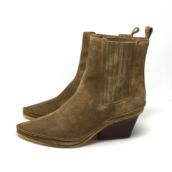 Tory Burch Lila Heeled Ankle Boot Natural Suede Alice Brown - Picture 5 of 15